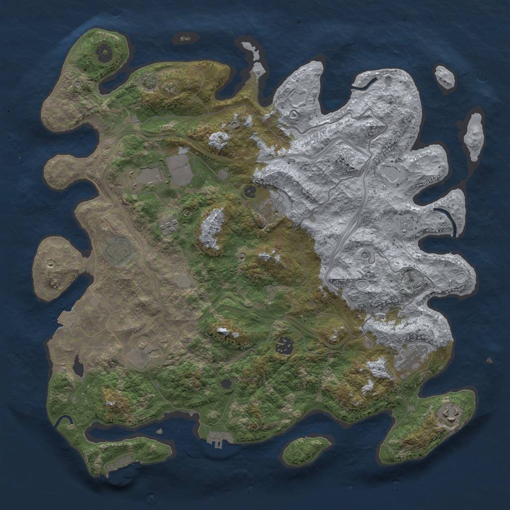 Rust Map: Procedural Map, Size: 4250, Seed: 811585456, 16 Monuments