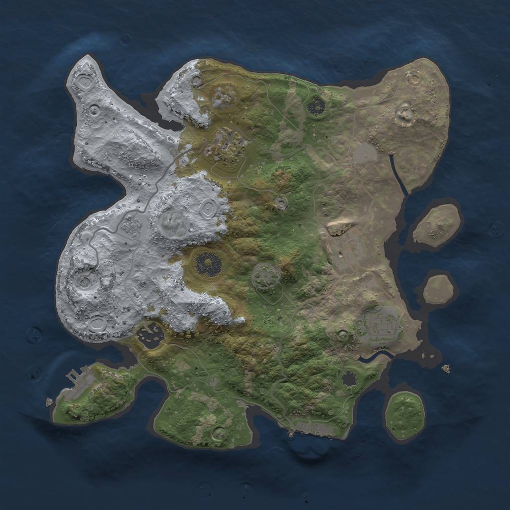 Rust Map: Procedural Map, Size: 3000, Seed: 54822, 12 Monuments