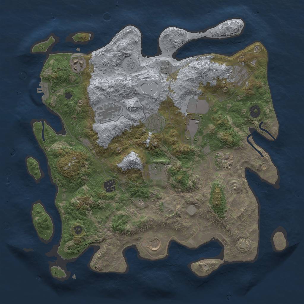 Rust Map: Procedural Map, Size: 3750, Seed: 20774885, 17 Monuments
