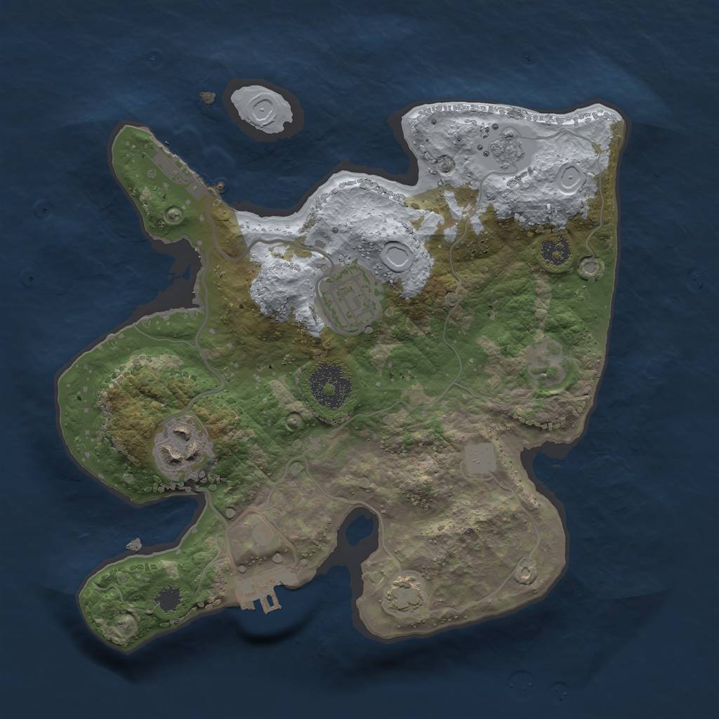 Rust Map: Procedural Map, Size: 2500, Seed: 2061254174, 9 Monuments