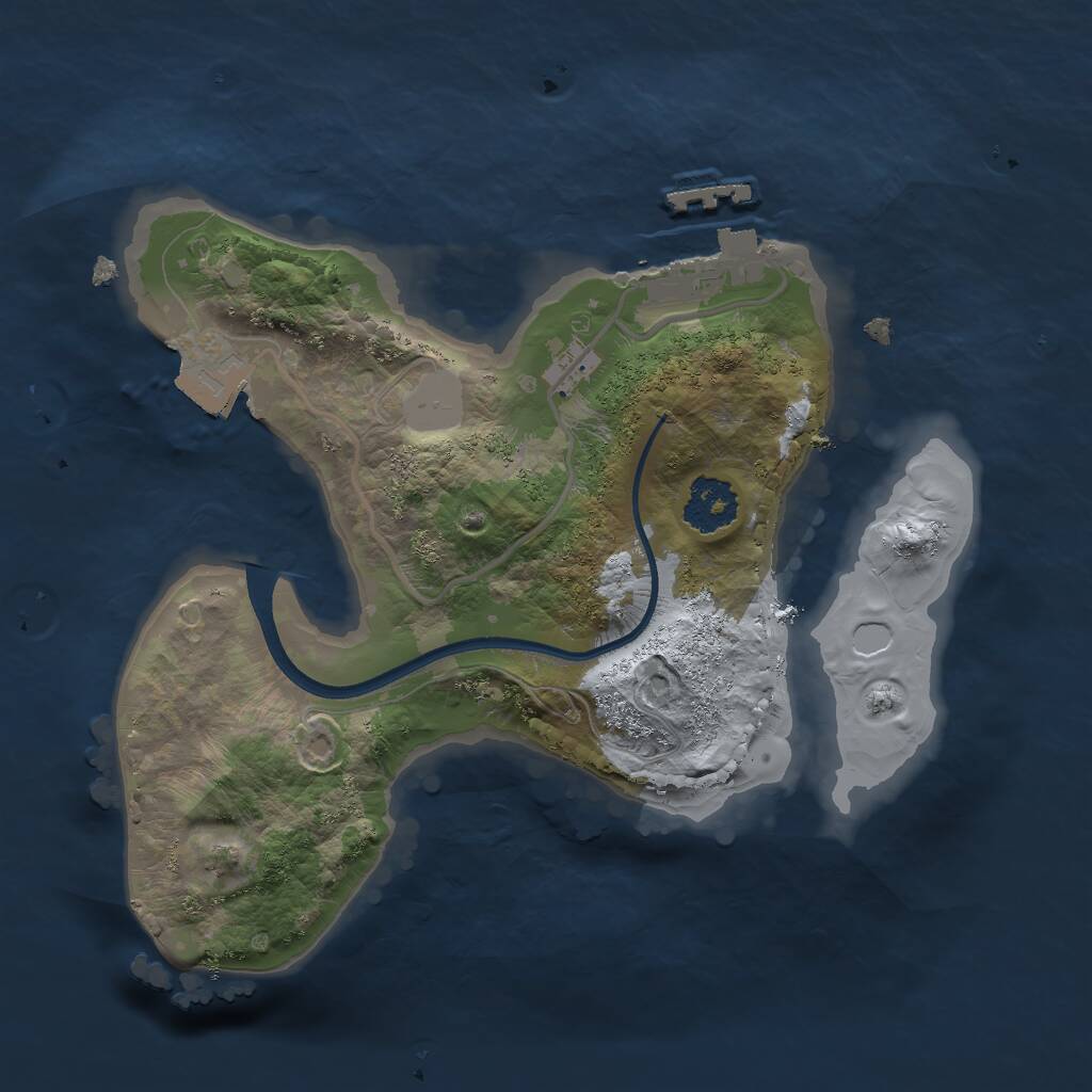 Rust Map: Procedural Map, Size: 2000, Seed: 1361085821, 2 Monuments