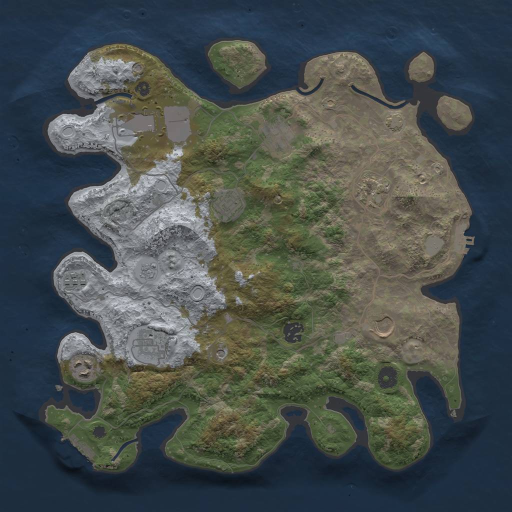 Rust Map: Procedural Map, Size: 3650, Seed: 65714757, 17 Monuments