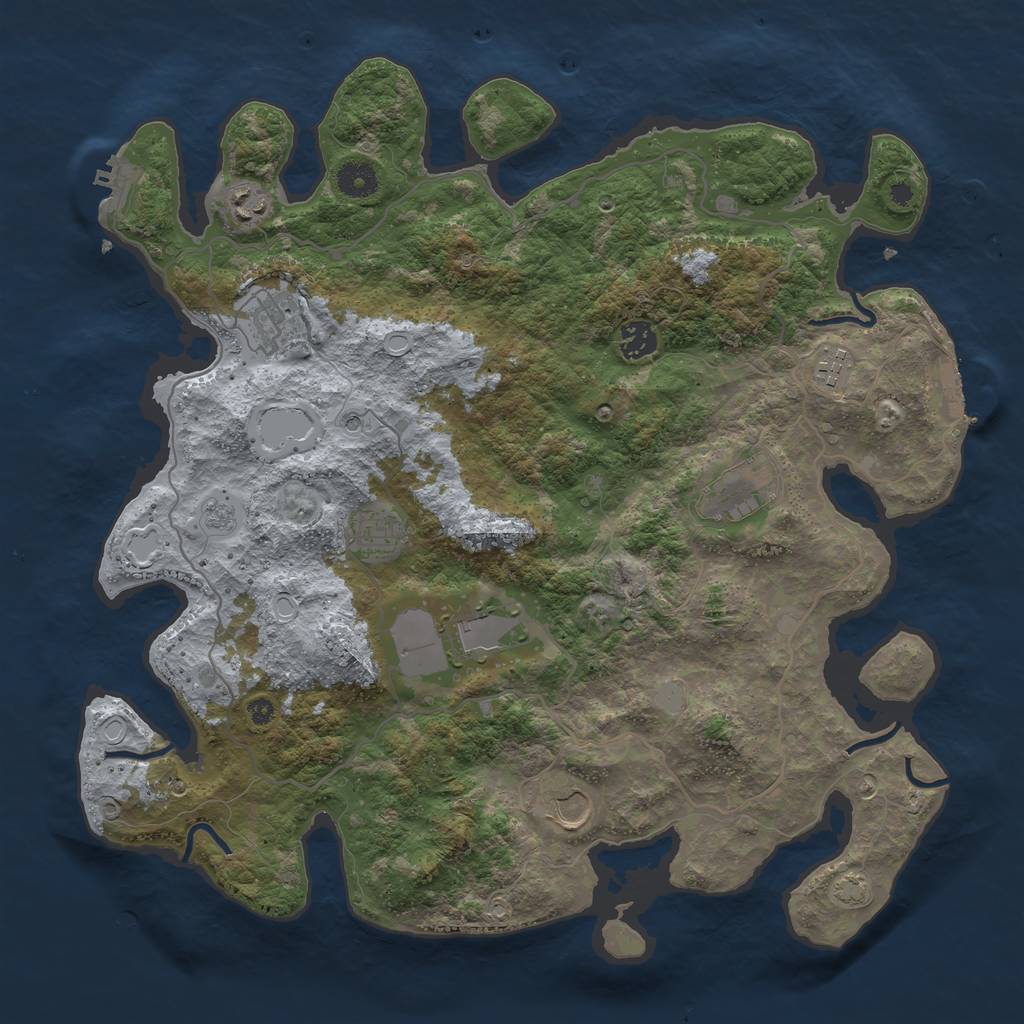 Rust Map: Procedural Map, Size: 4000, Seed: 60732971, 16 Monuments