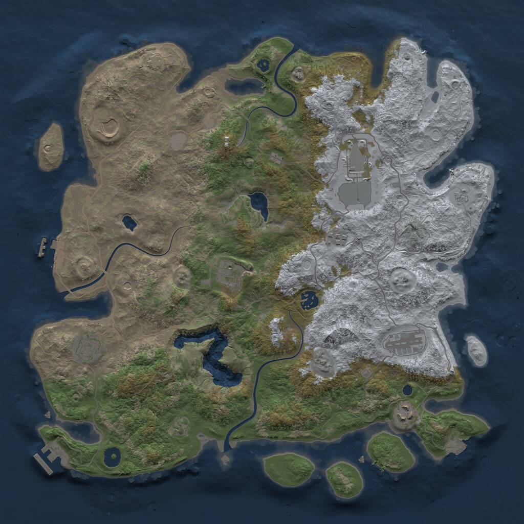 Rust Map: Procedural Map, Size: 4200, Seed: 80704, 14 Monuments