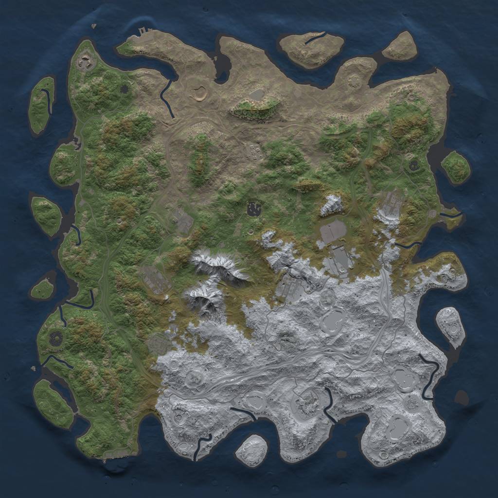 Rust Map: Procedural Map, Size: 5000, Seed: 2073562437, 19 Monuments
