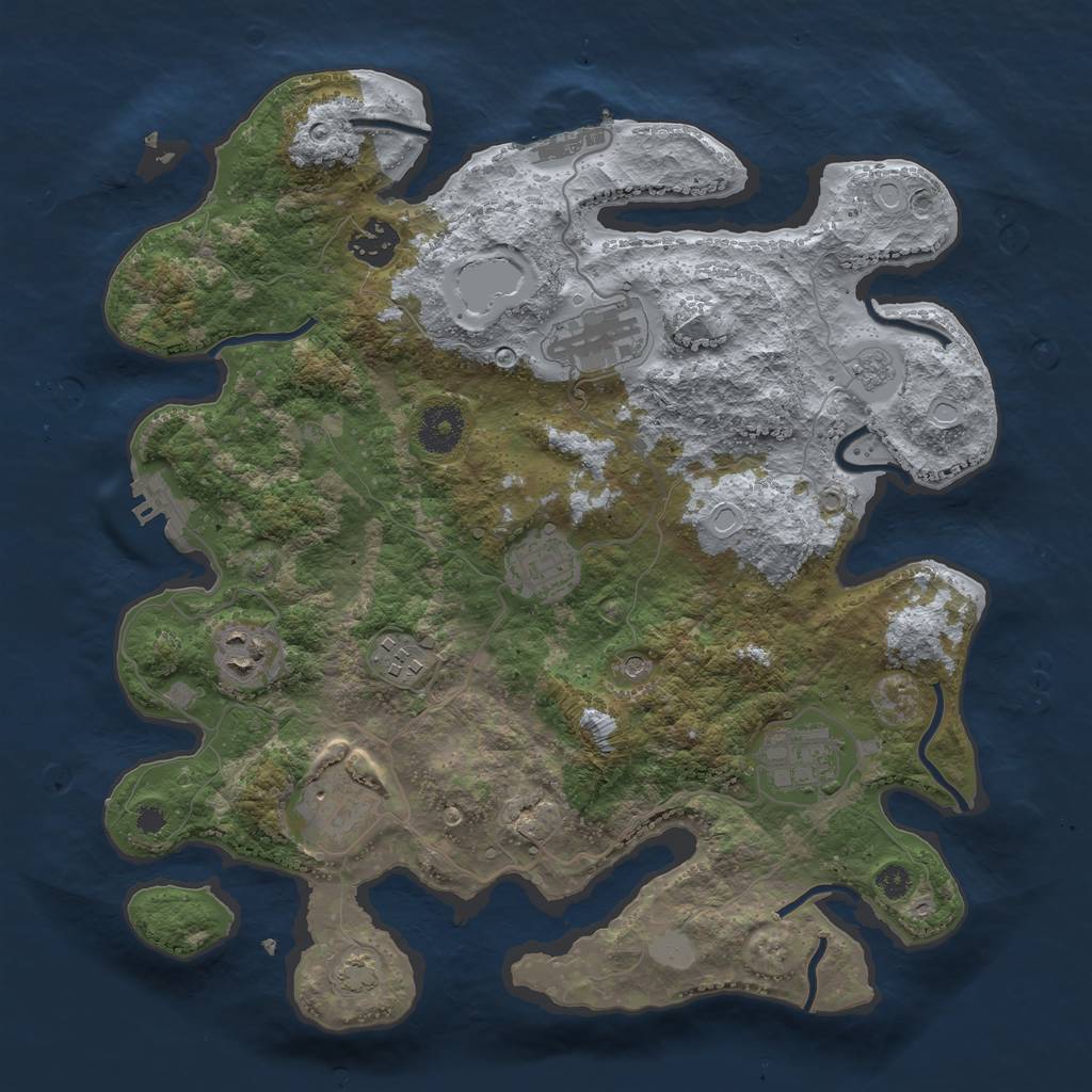 Rust Map: Procedural Map, Size: 3450, Seed: 10337054, 15 Monuments