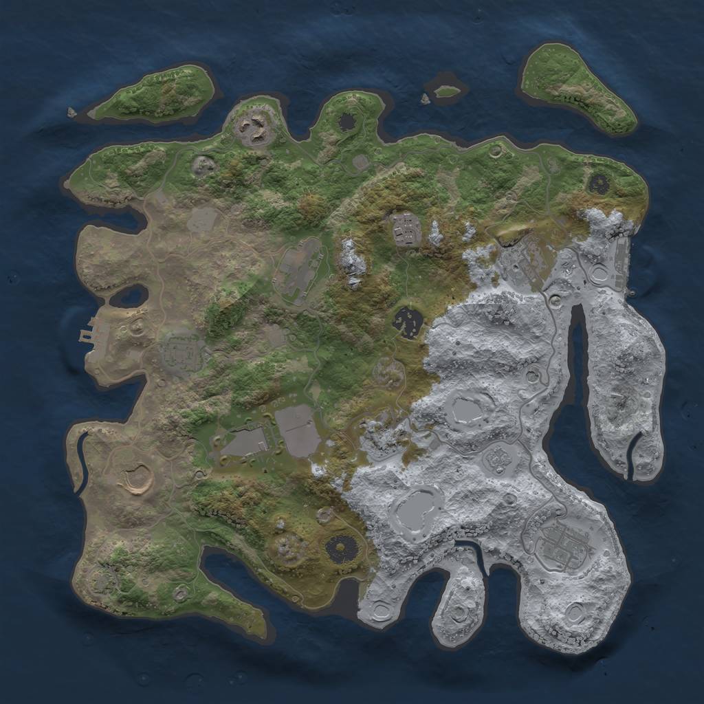 Rust Map: Procedural Map, Size: 3500, Seed: 470192374, 18 Monuments