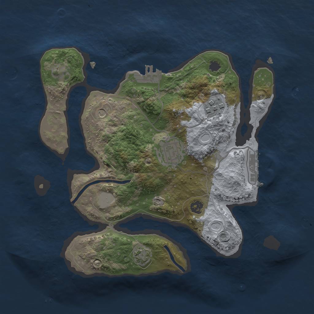 Rust Map: Procedural Map, Size: 2500, Seed: 162224, 9 Monuments