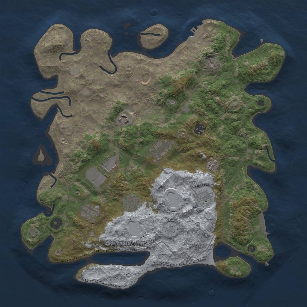 Rust Map: Procedural Map, Size: 4000, Seed: 1899246932, 17 Monuments