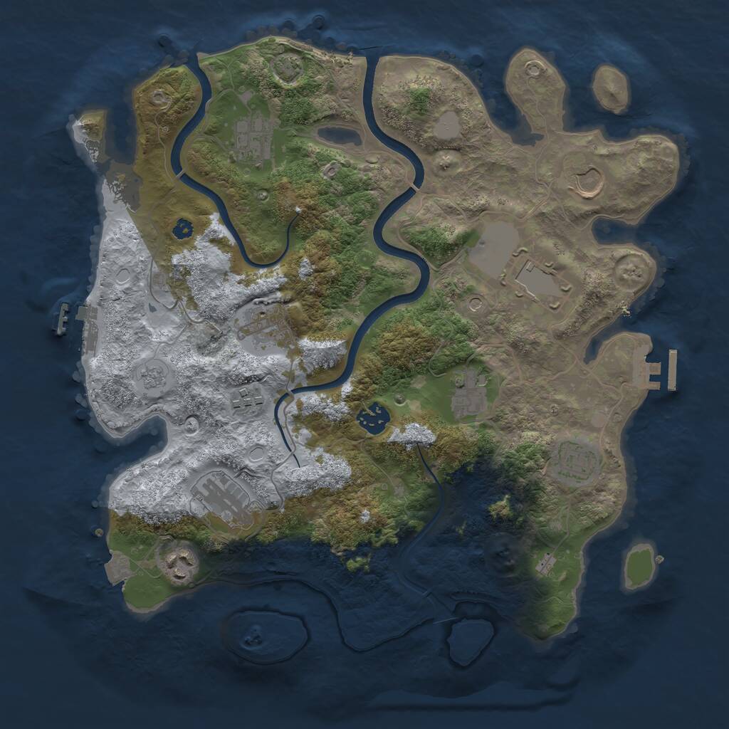 Rust Map: Procedural Map, Size: 3600, Seed: 4832708, 16 Monuments