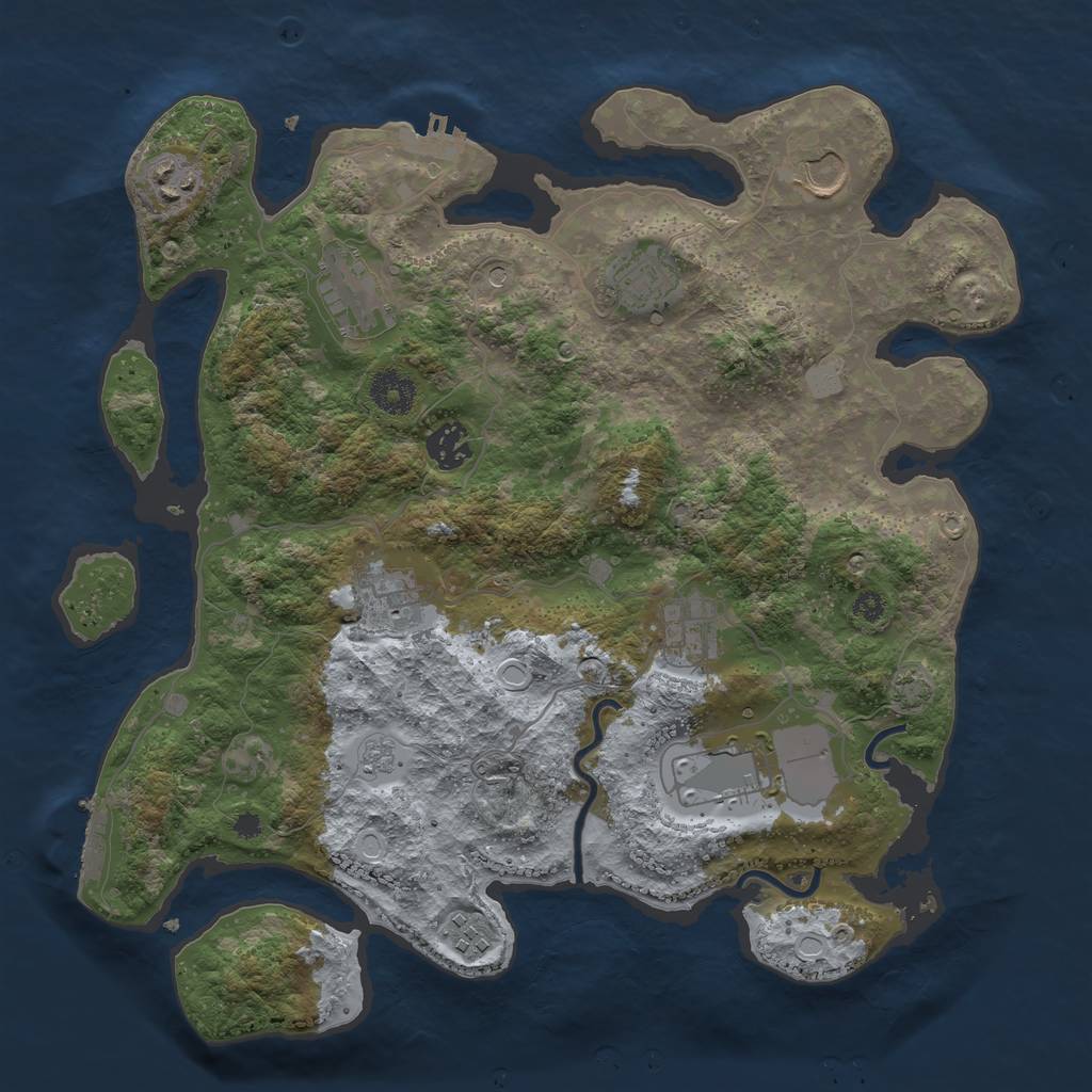 Rust Map: Procedural Map, Size: 3600, Seed: 471208795, 17 Monuments