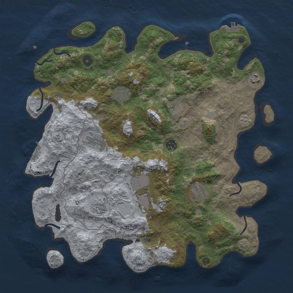 Rust Map: Procedural Map, Size: 4100, Seed: 91539340, 17 Monuments