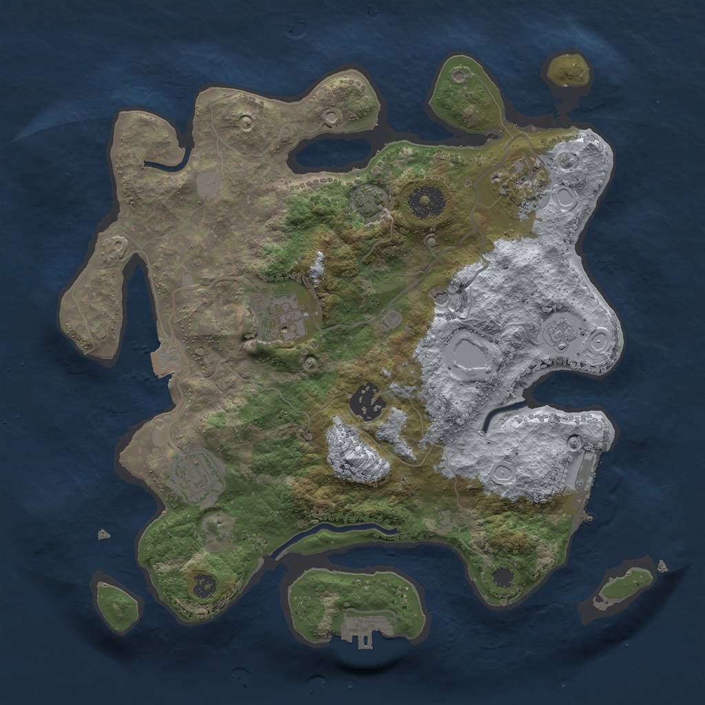 Rust Map: Procedural Map, Size: 3000, Seed: 169013456, 12 Monuments