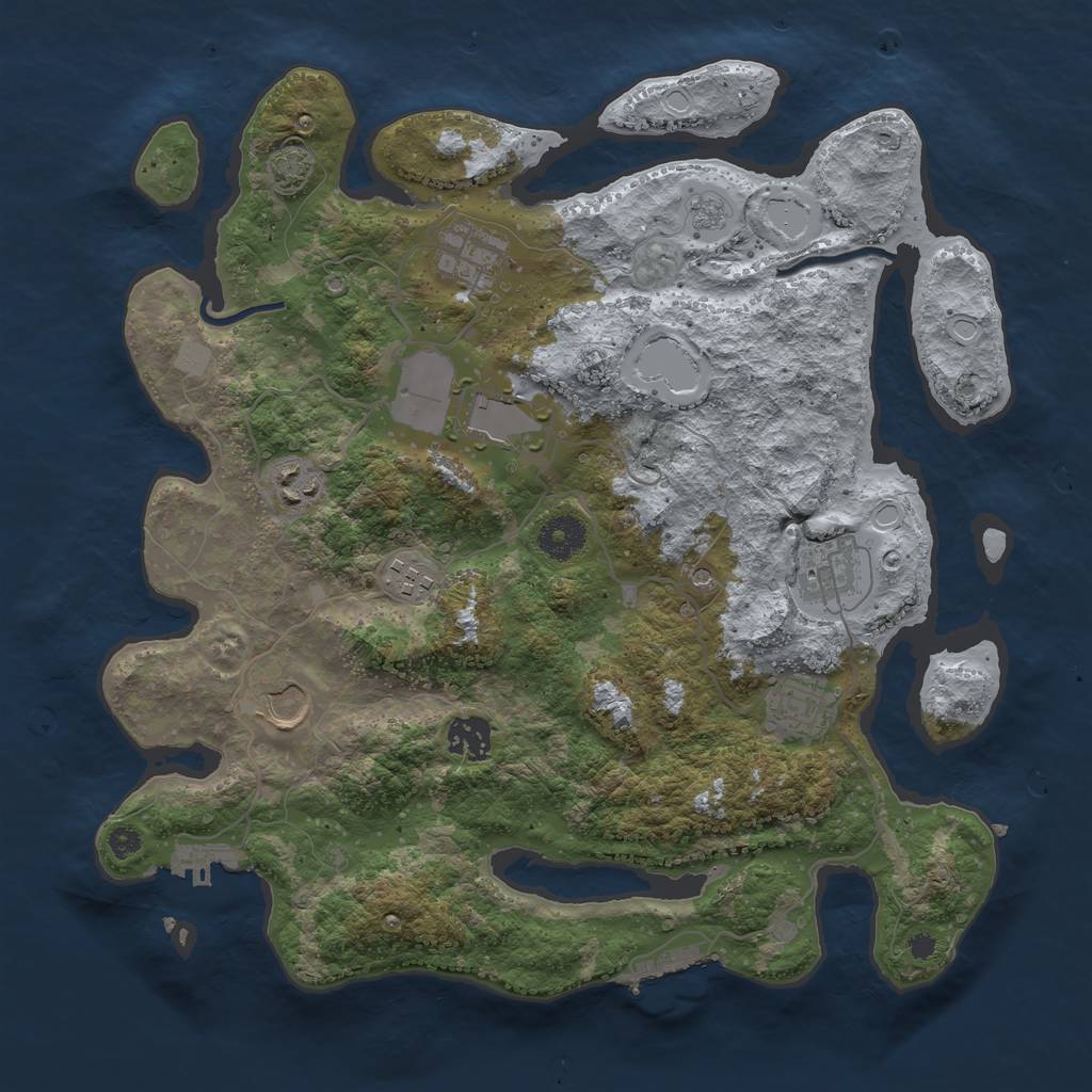 Rust Map: Procedural Map, Size: 3600, Seed: 73935441, 16 Monuments