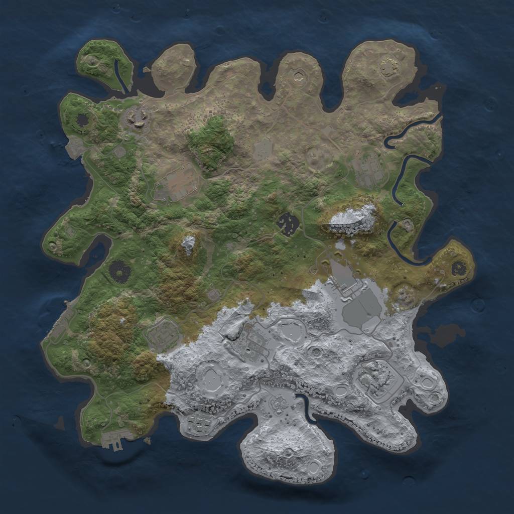 Rust Map: Procedural Map, Size: 3500, Seed: 1032732947, 17 Monuments