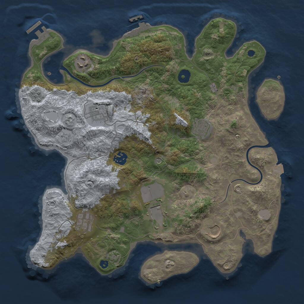 Rust Map: Procedural Map, Size: 3500, Seed: 298243111, 14 Monuments