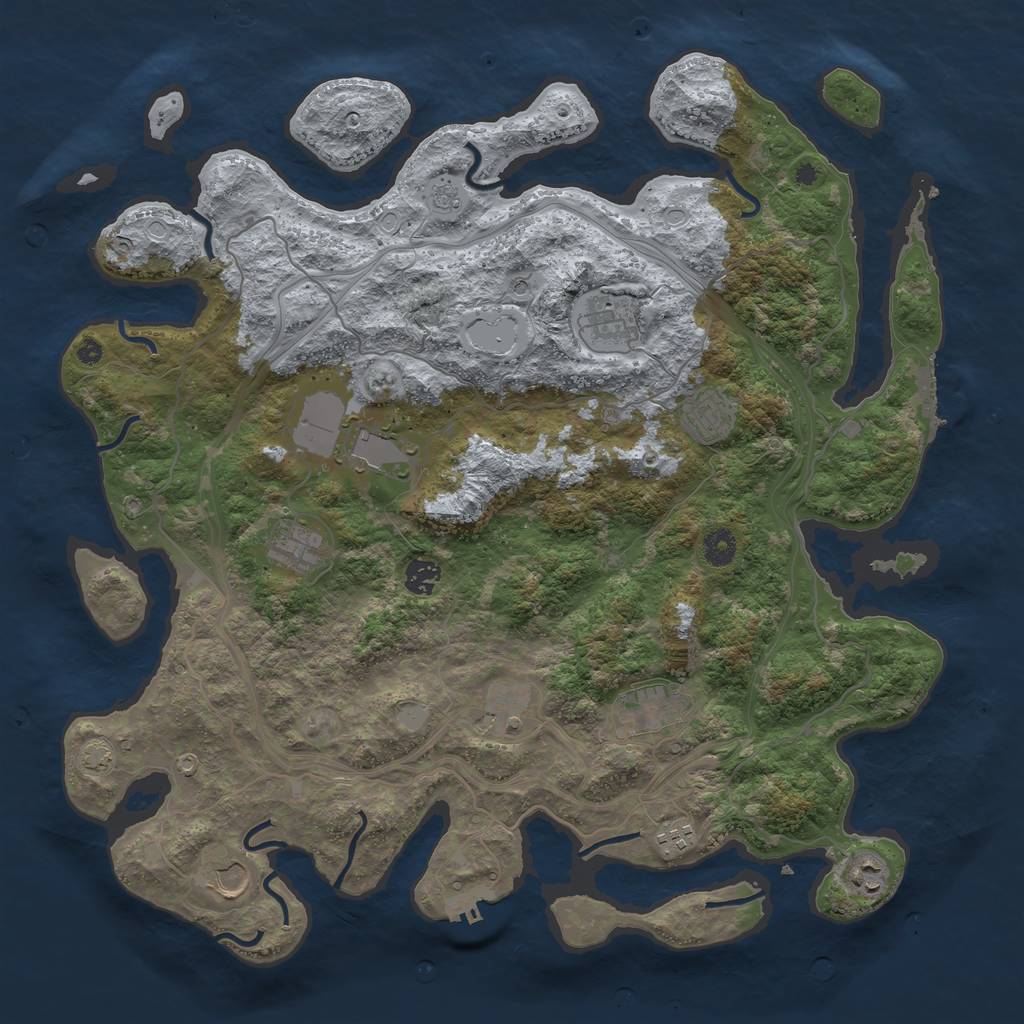 Rust Map: Procedural Map, Size: 4300, Seed: 54182973, 18 Monuments