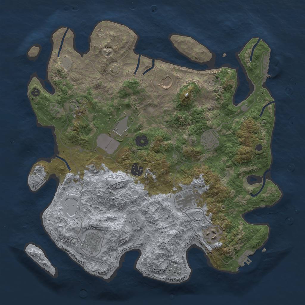 Rust Map: Procedural Map, Size: 3650, Seed: 67788153, 17 Monuments