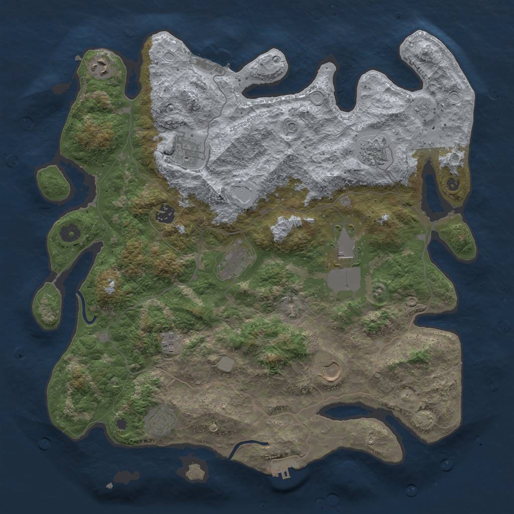 Rust Map: Procedural Map, Size: 4000, Seed: 68886182, 17 Monuments