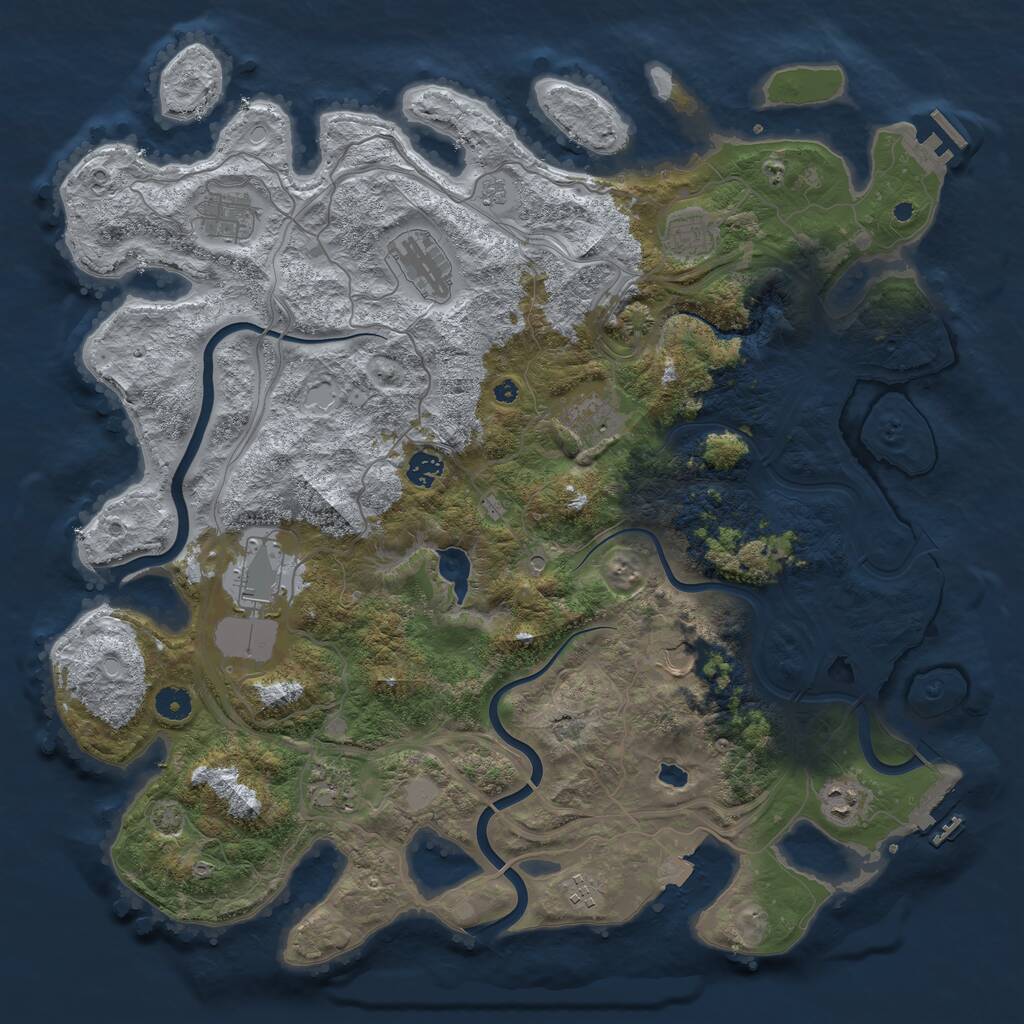 Rust Map: Procedural Map, Size: 4400, Seed: 76836131, 16 Monuments