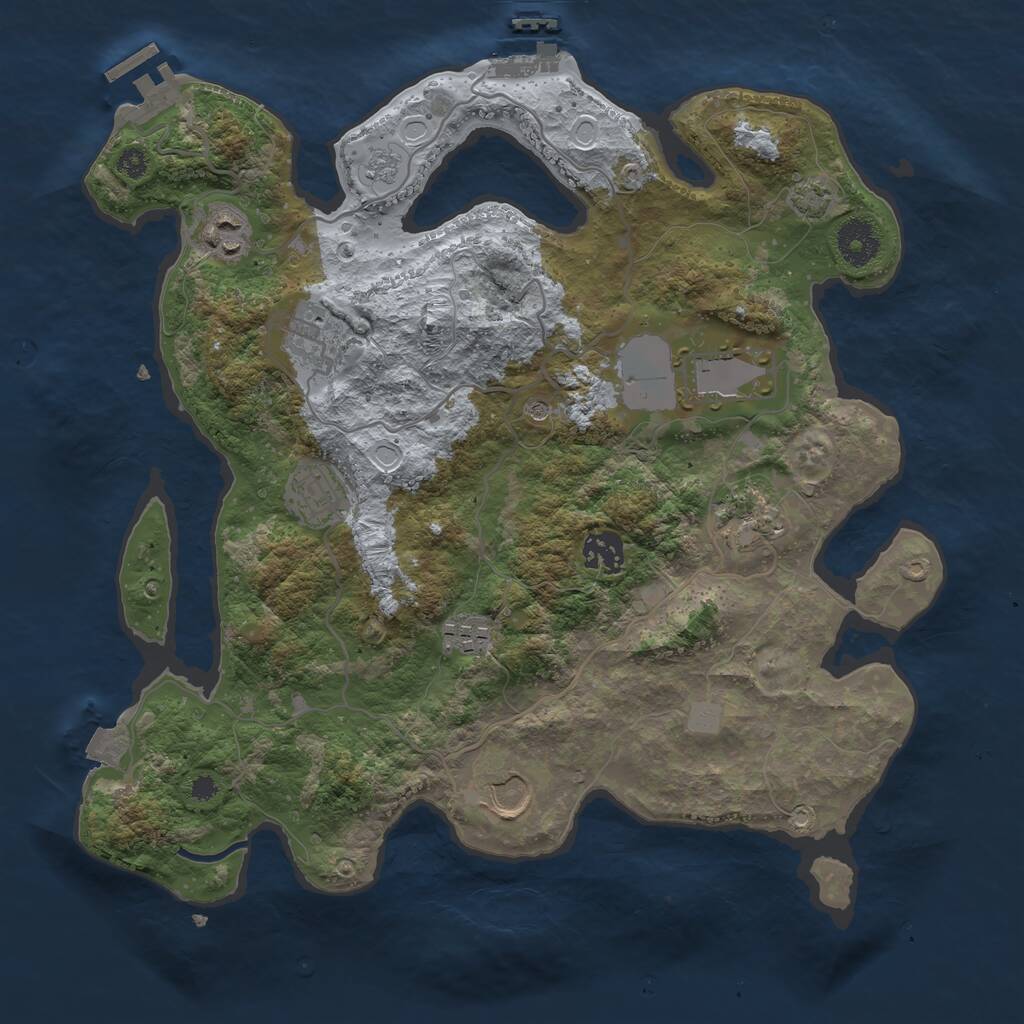 Rust Map: Procedural Map, Size: 3500, Seed: 1834012368, 14 Monuments