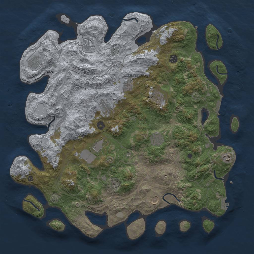 Rust Map: Procedural Map, Size: 4500, Seed: 587994516, 19 Monuments