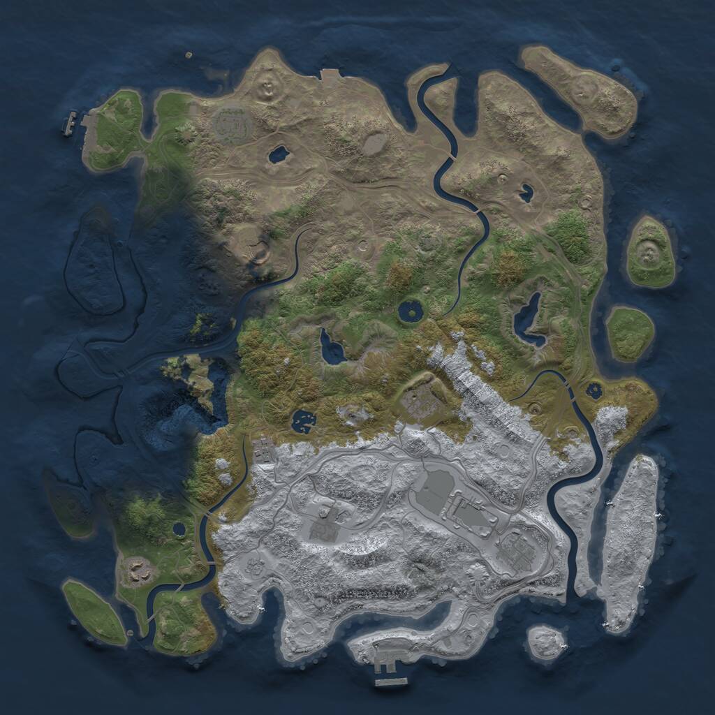 Rust Map: Procedural Map, Size: 4500, Seed: 900738550, 15 Monuments