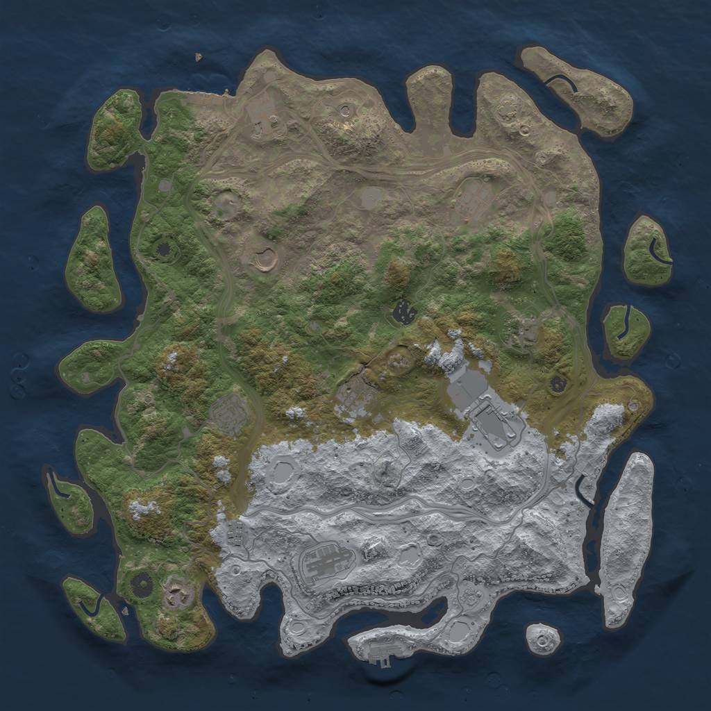 Rust Map: Procedural Map, Size: 4500, Seed: 900738550, 19 Monuments