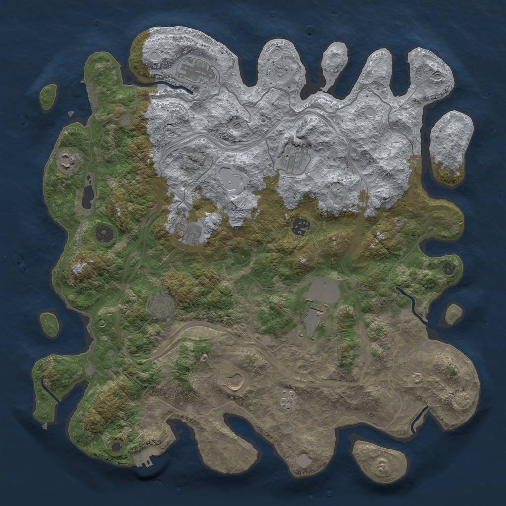 Rust Map: Procedural Map, Size: 4300, Seed: 70078953, 17 Monuments