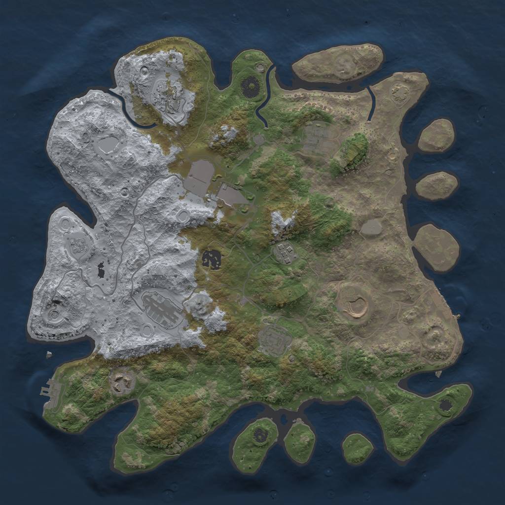 Rust Map: Procedural Map, Size: 3700, Seed: 83698911, 17 Monuments