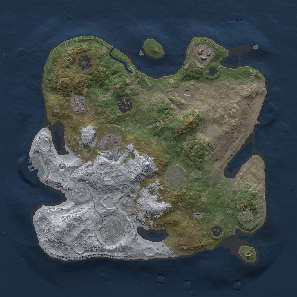 Rust Map: Procedural Map, Size: 3000, Seed: 1033913047, 14 Monuments