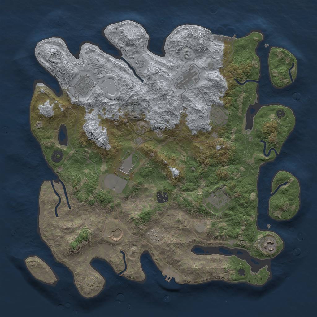 Rust Map: Procedural Map, Size: 3850, Seed: 3529481, 17 Monuments