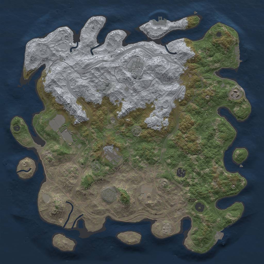 Rust Map: Procedural Map, Size: 4250, Seed: 38951767, 16 Monuments