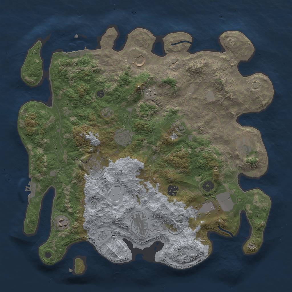 Rust Map: Procedural Map, Size: 3950, Seed: 52197895, 18 Monuments