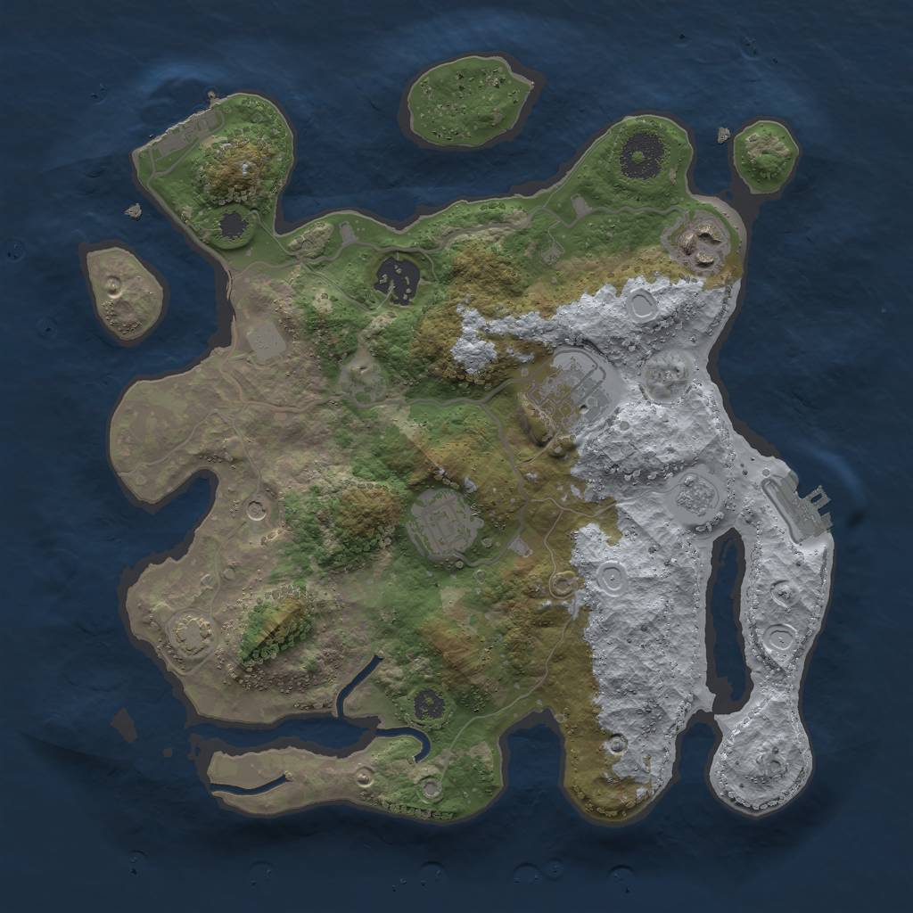 Rust Map: Procedural Map, Size: 3000, Seed: 876345968, 12 Monuments