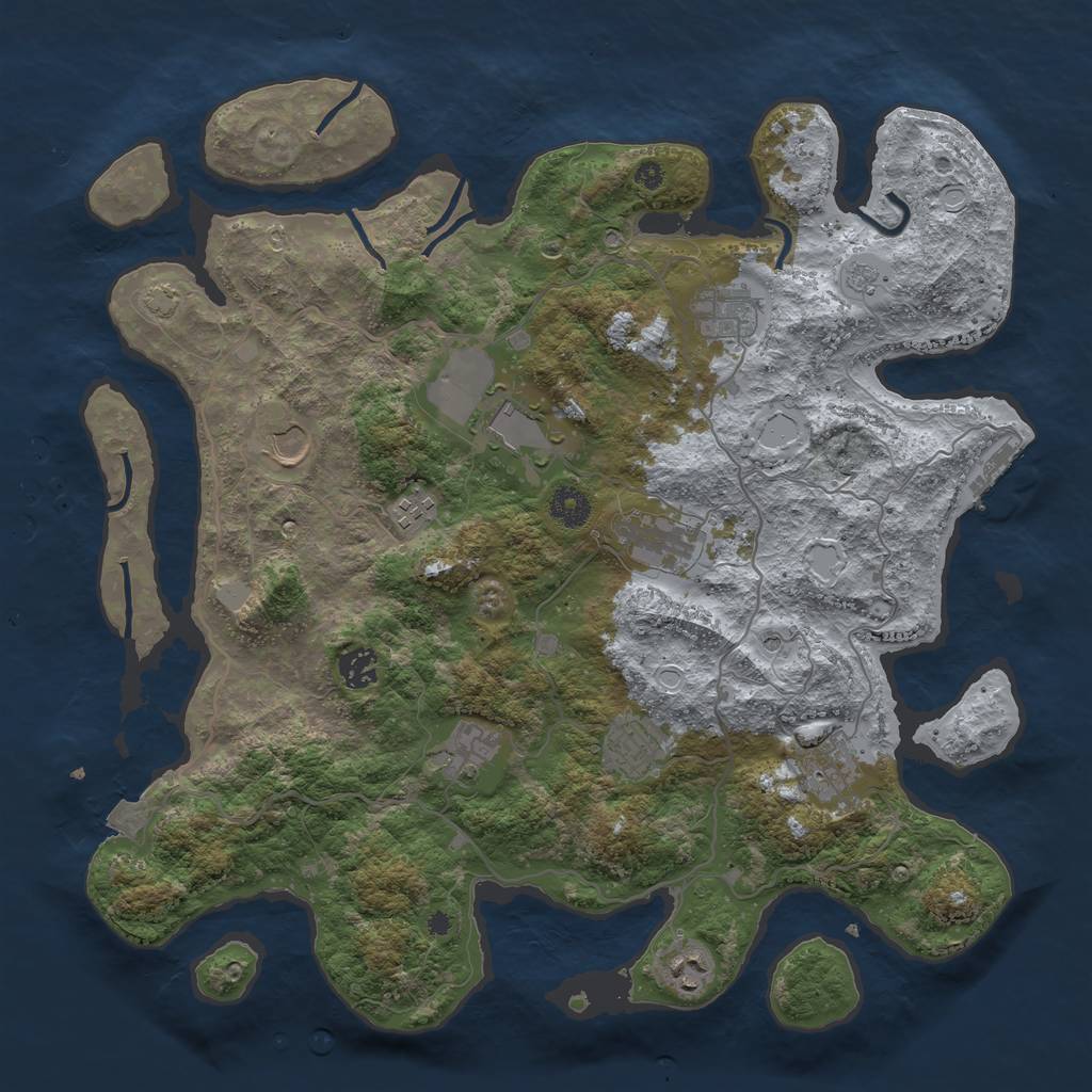 Rust Map: Procedural Map, Size: 4000, Seed: 47977606, 17 Monuments