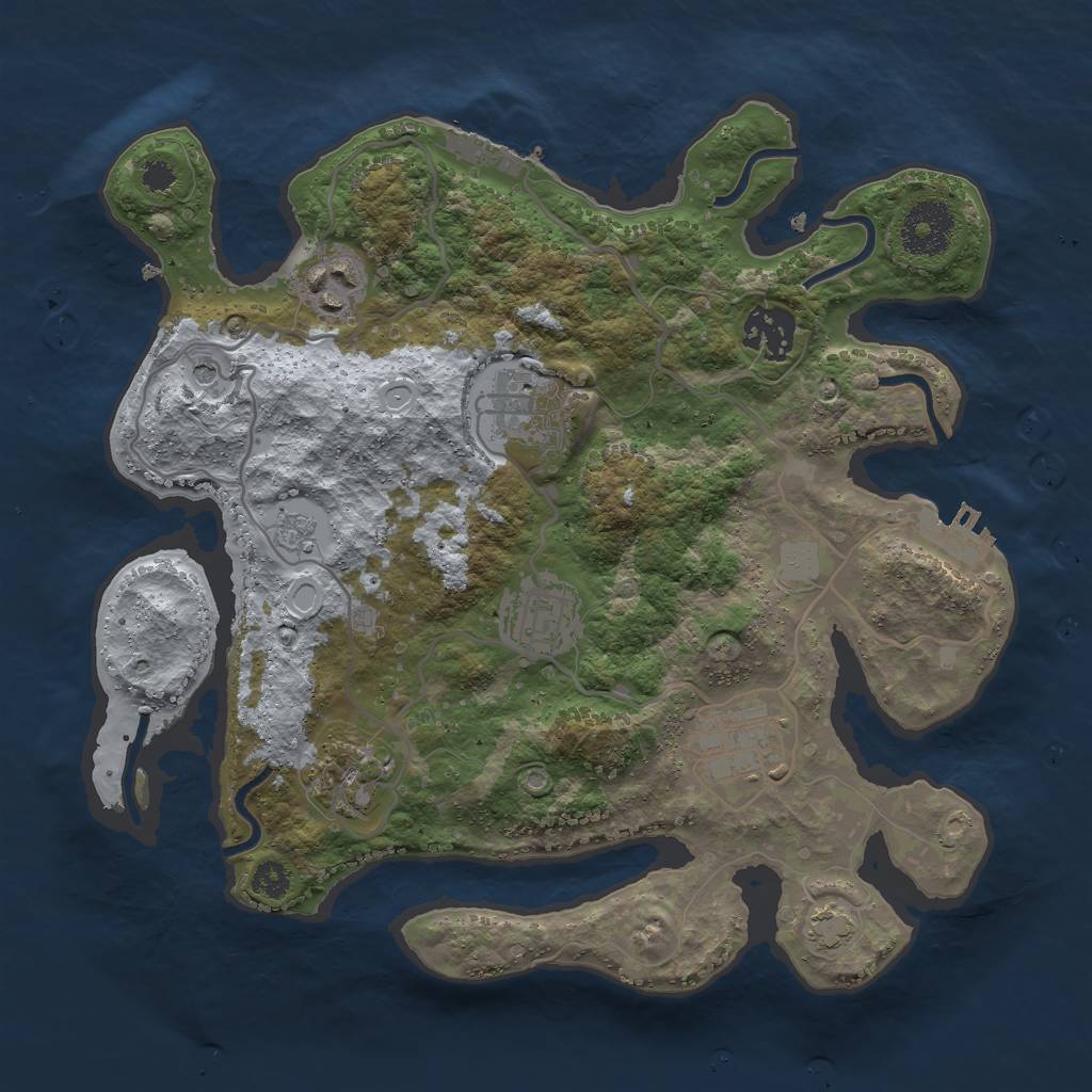 Rust Map: Procedural Map, Size: 3000, Seed: 358745, 14 Monuments