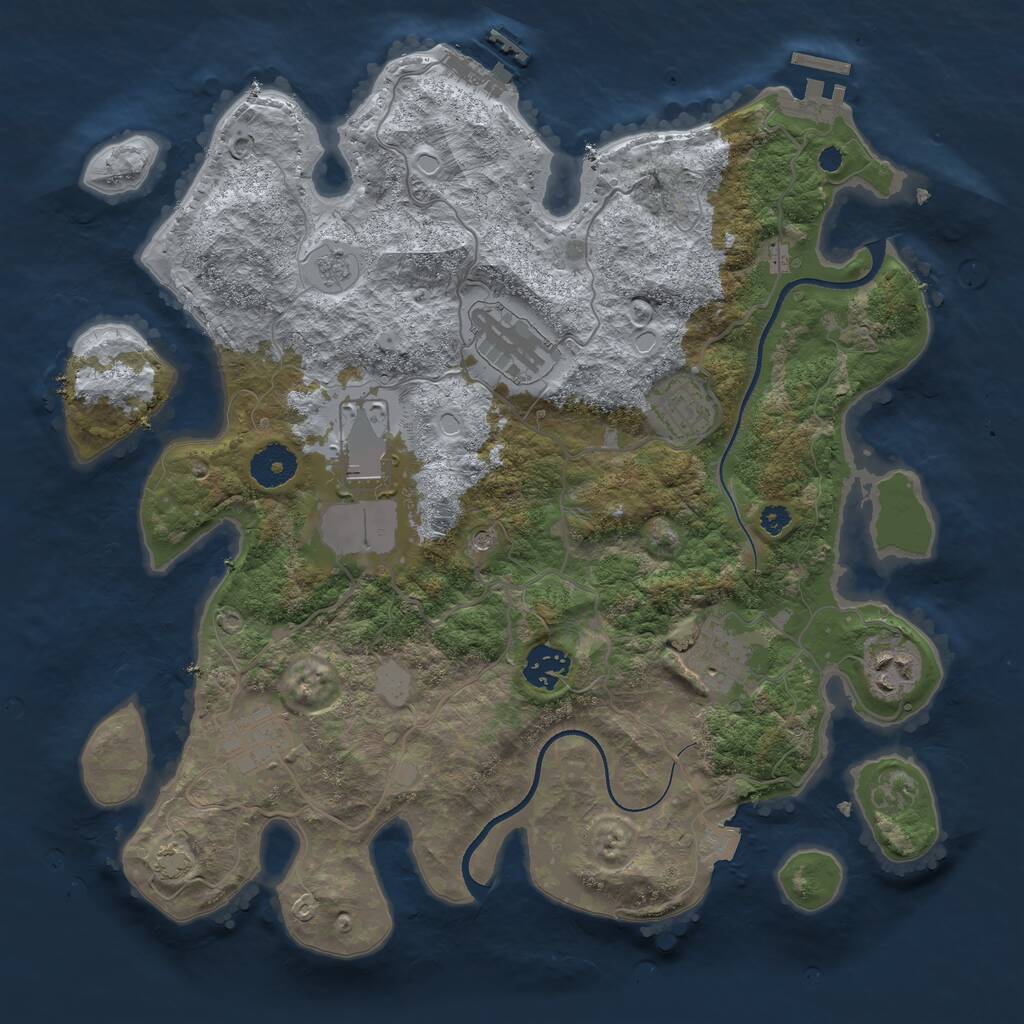 Rust Map: Procedural Map, Size: 3500, Seed: 328681557, 13 Monuments