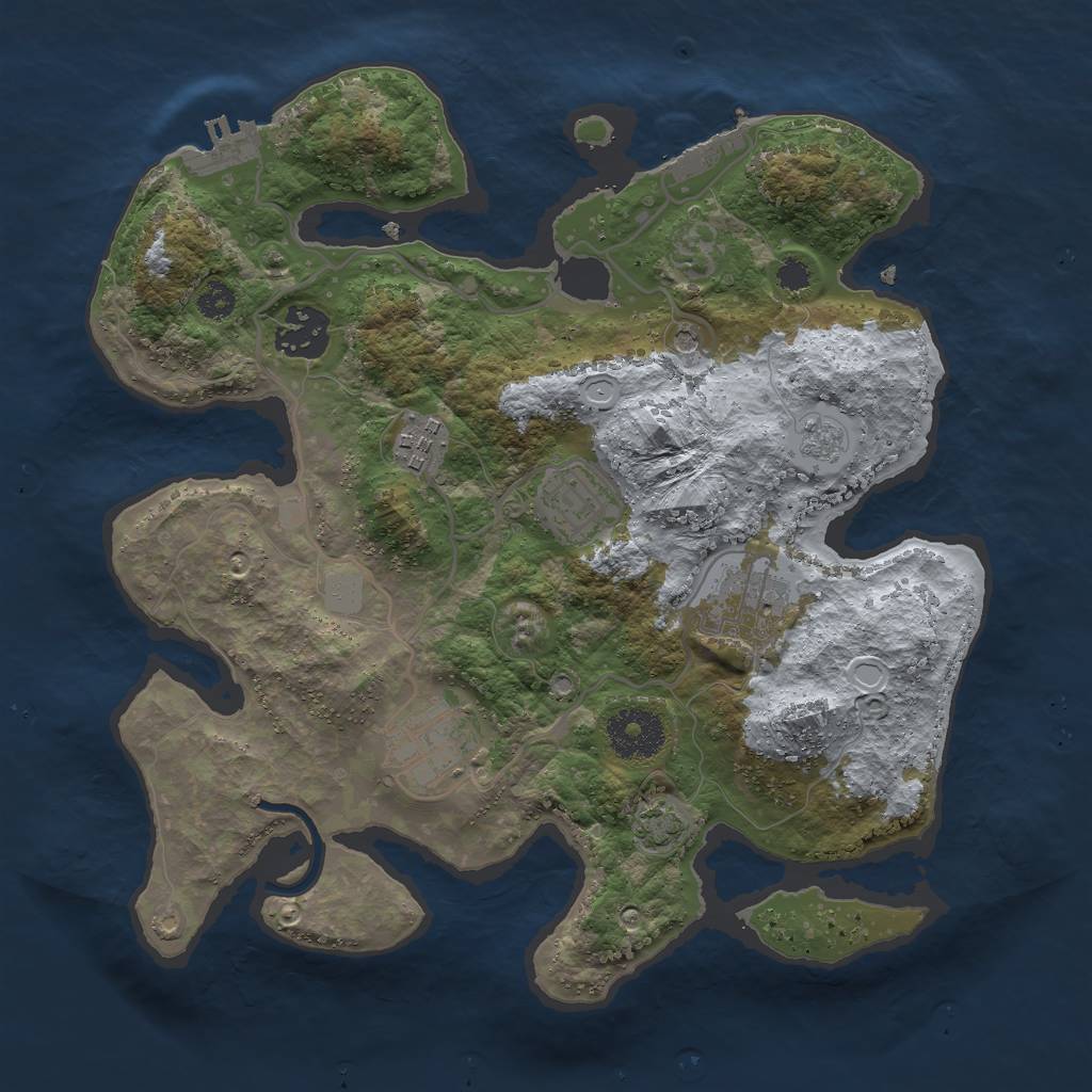 Rust Map: Procedural Map, Size: 3000, Seed: 333333, 13 Monuments