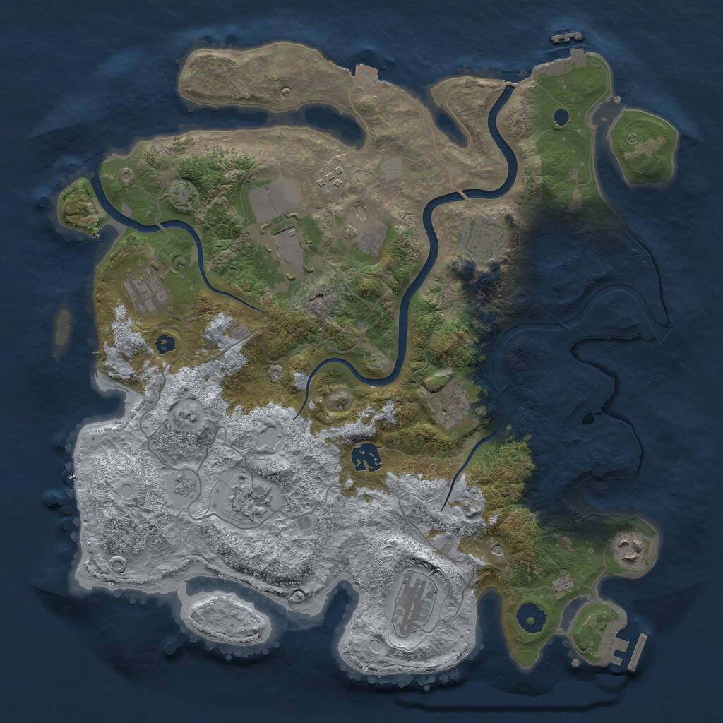 Rust Map: Procedural Map, Size: 3750, Seed: 40633319, 16 Monuments