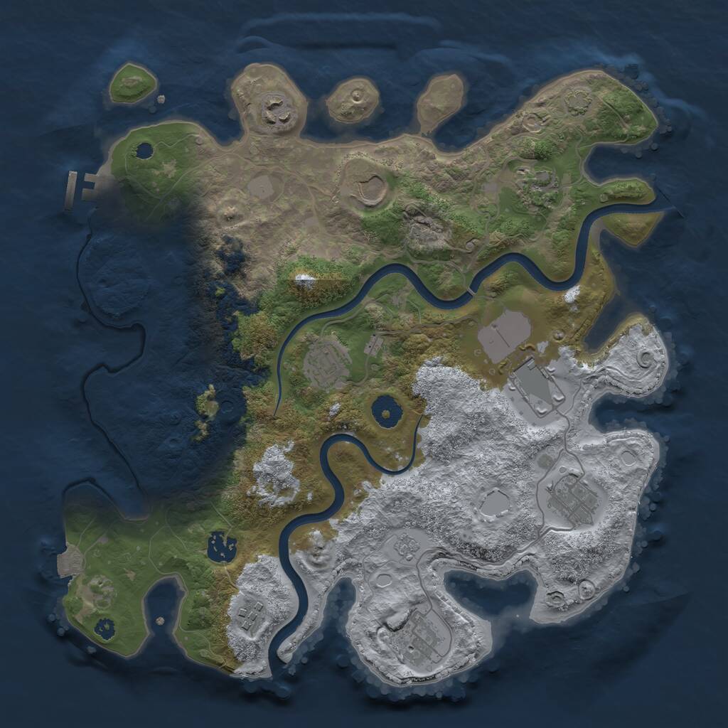 Rust Map: Procedural Map, Size: 3550, Seed: 91018812, 14 Monuments
