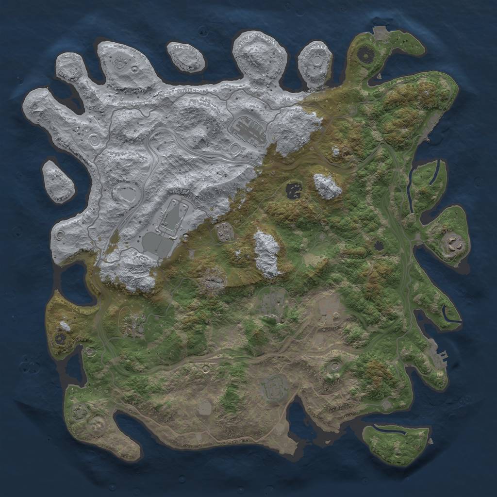 Rust Map: Procedural Map, Size: 4400, Seed: 55996629, 17 Monuments