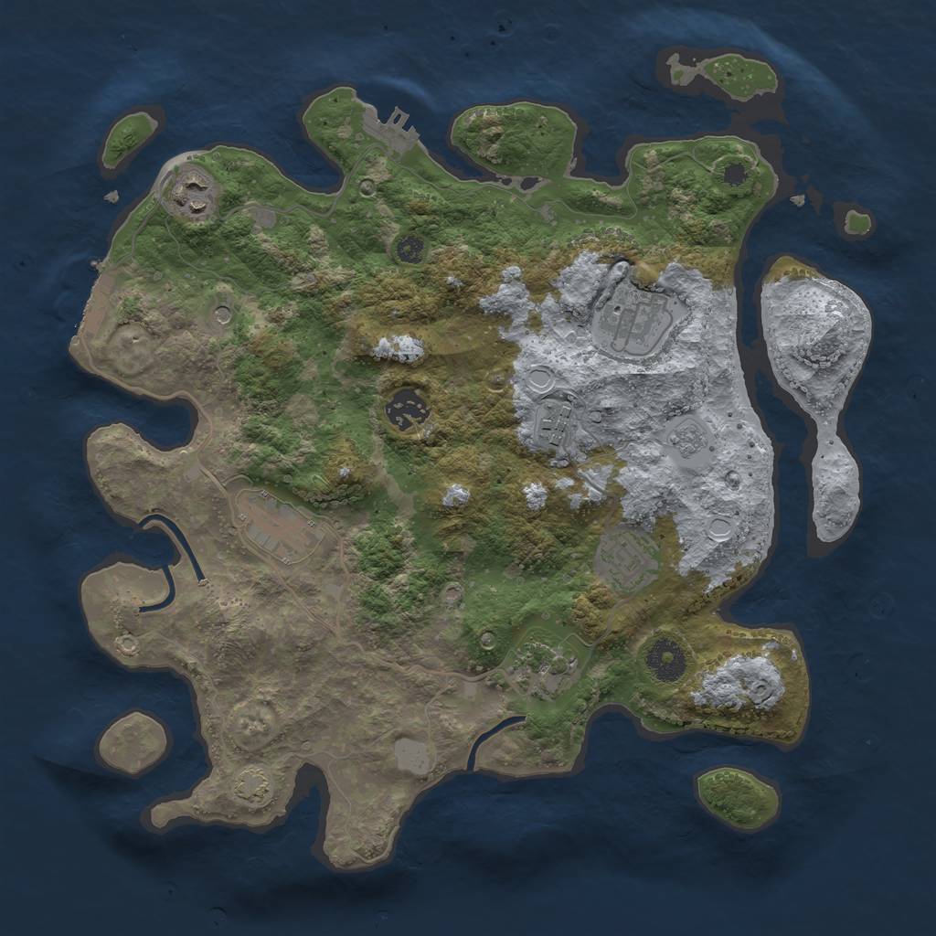 Rust Map: Procedural Map, Size: 3450, Seed: 48786958, 15 Monuments