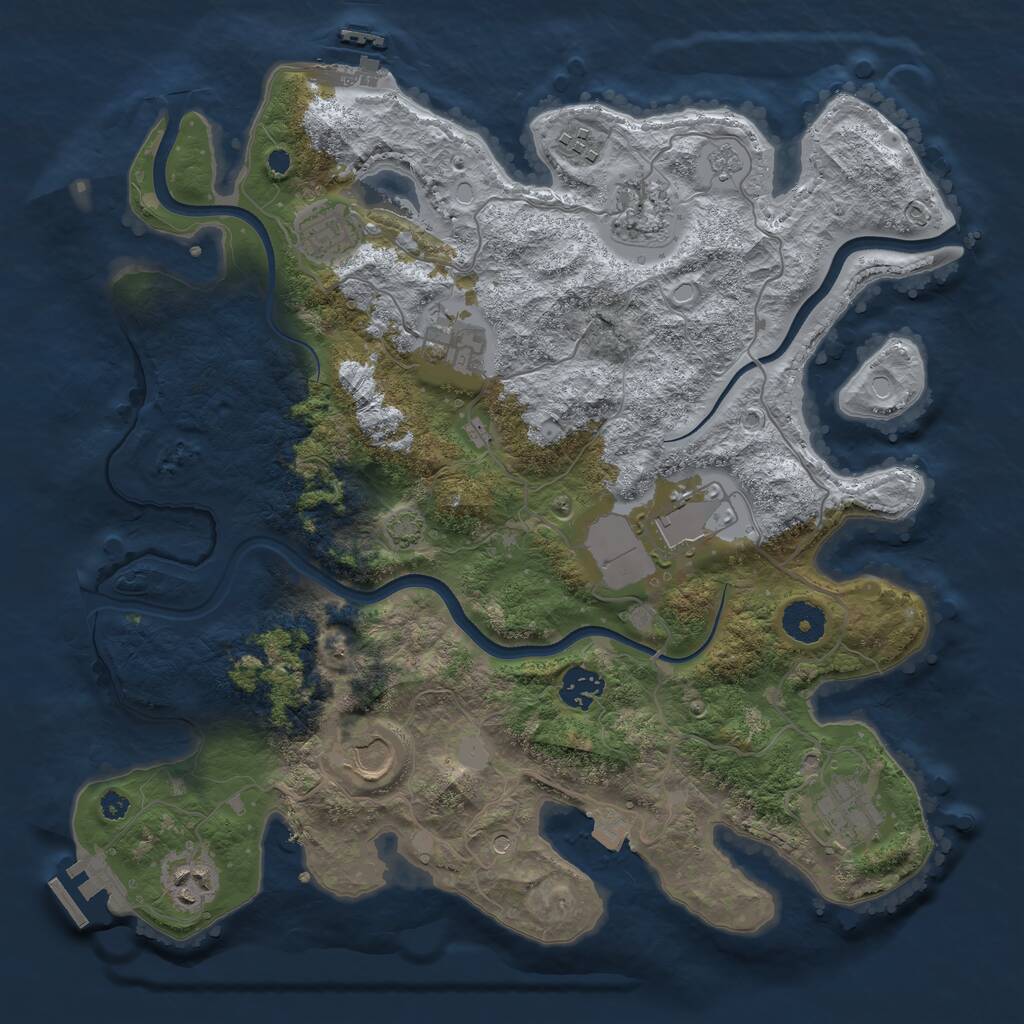 Rust Map: Procedural Map, Size: 3650, Seed: 42304877, 15 Monuments