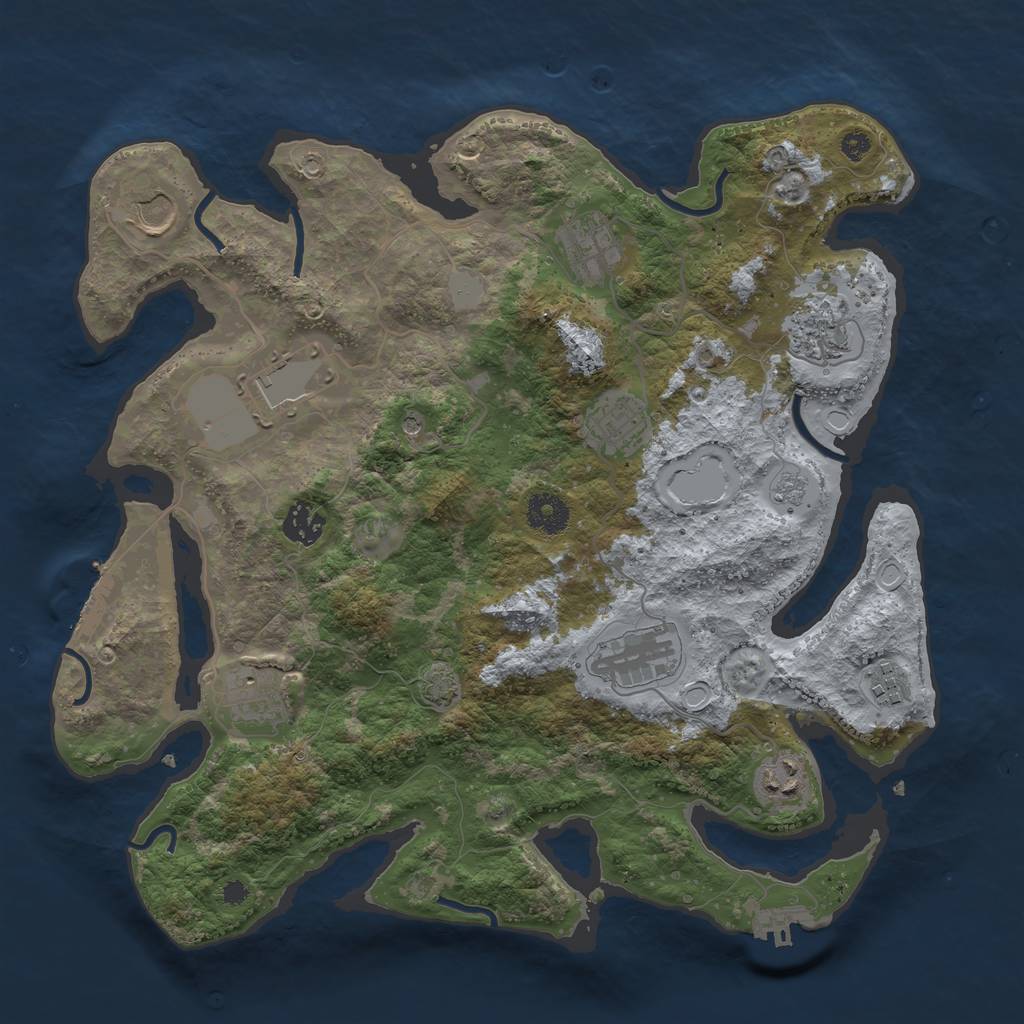 Rust Map: Procedural Map, Size: 3650, Seed: 20764110, 18 Monuments