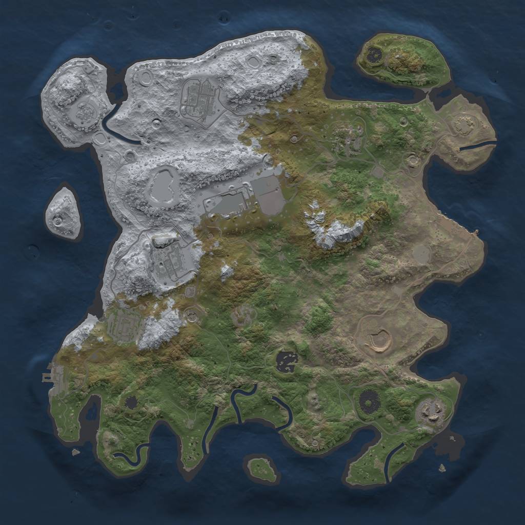 Rust Map: Procedural Map, Size: 3500, Seed: 98269076, 16 Monuments