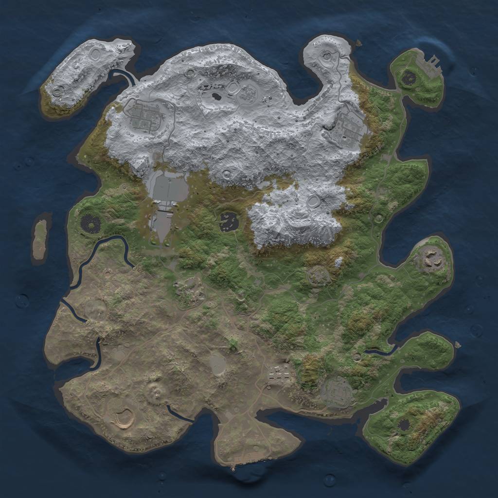 Rust Map: Procedural Map, Size: 3700, Seed: 94799462, 17 Monuments