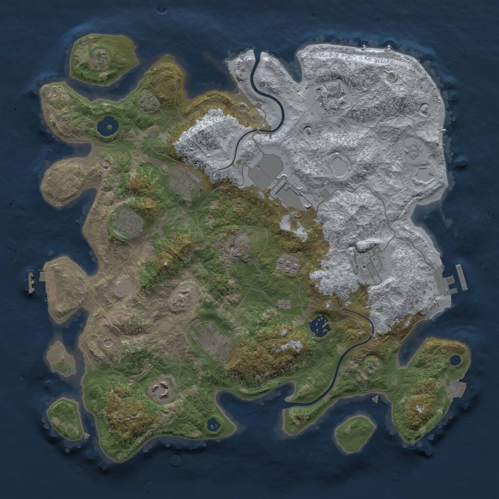 Rust Map: Procedural Map, Size: 3700, Seed: 71707429, 15 Monuments