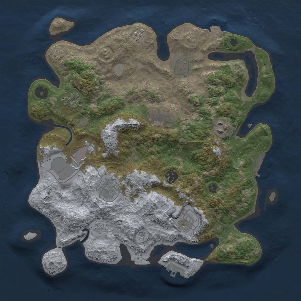 Rust Map: Procedural Map, Size: 3500, Seed: 86532438, 17 Monuments