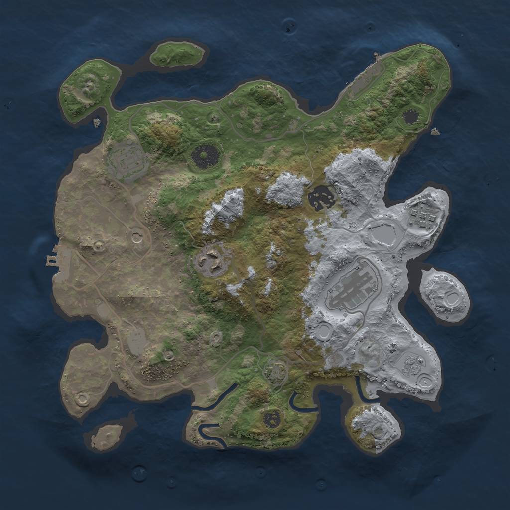Rust Map: Procedural Map, Size: 3000, Seed: 8342096, 13 Monuments
